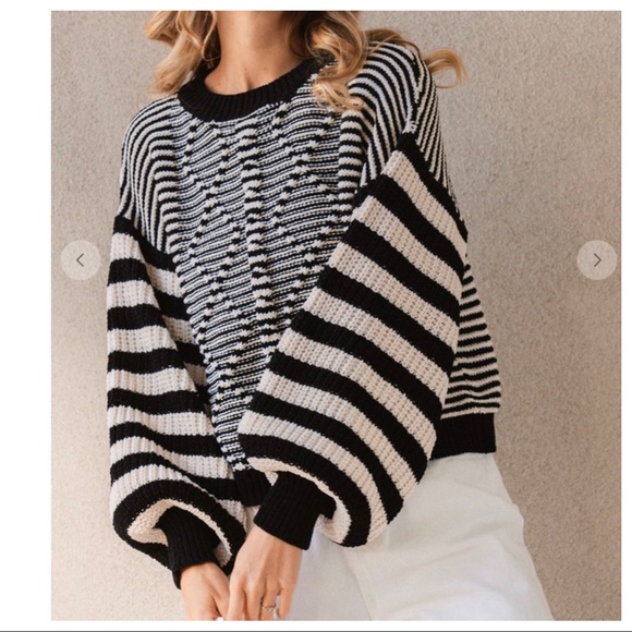 Perfect Boho Stripe Cable Sweater - Picture 3 of 5